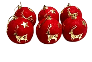 Decor Equip Christmas X-Mas Tree Decoration Hangings Red Balls - 6 Pcs